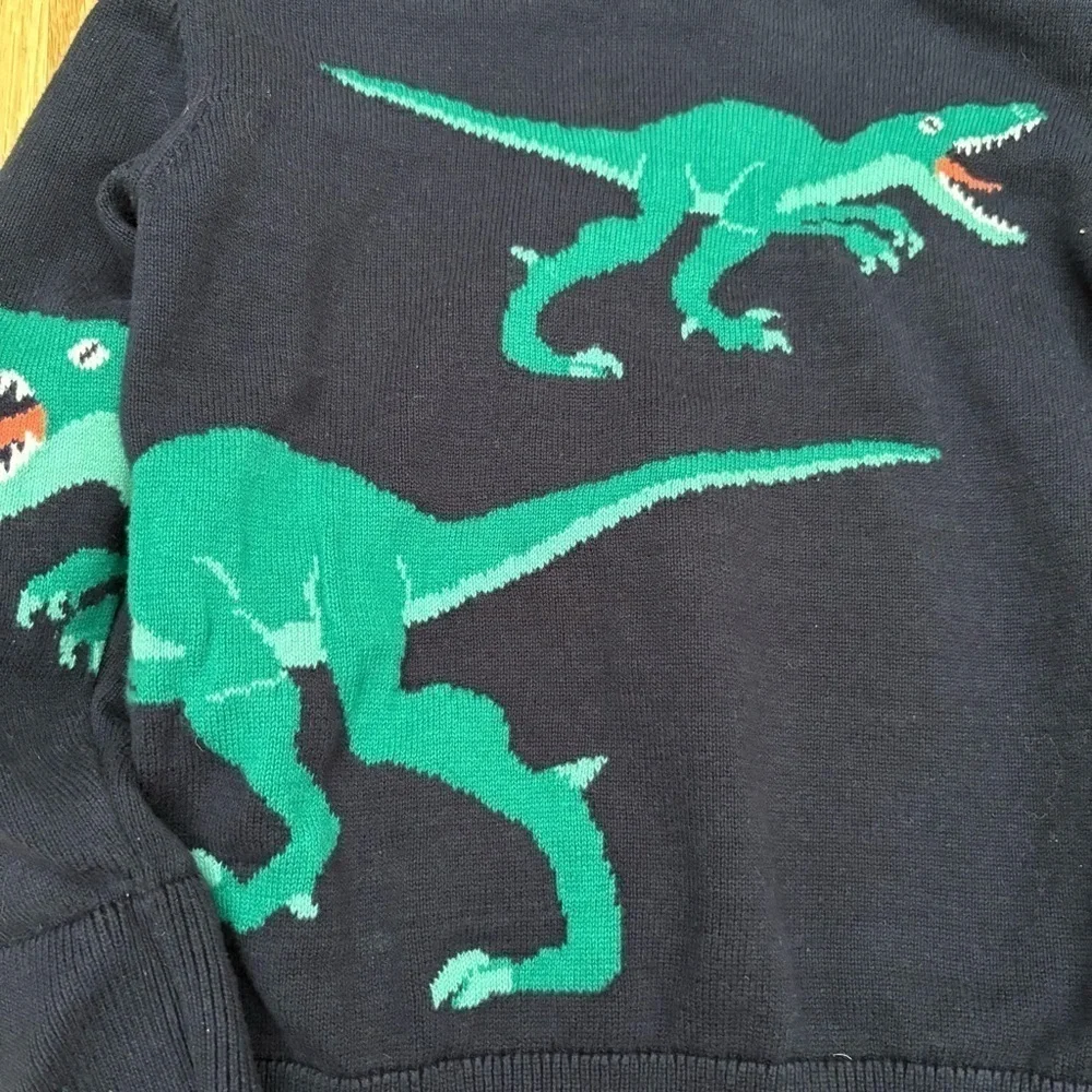 OshKosh B'Gosh, Navy Blue and Green Dinosaur Sweater Boy's Size 4